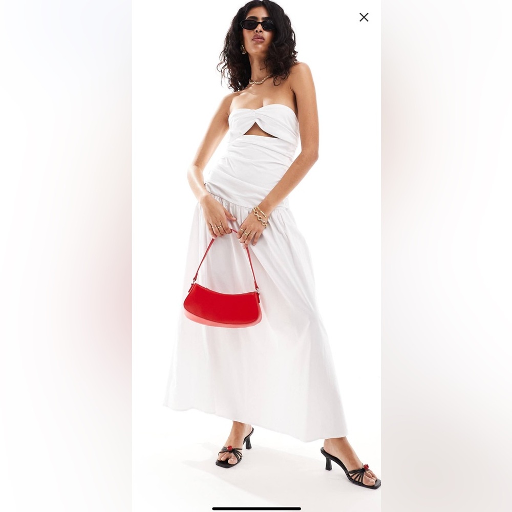 4th & Reckless bandeau cut out dropped waist maxi dress in white